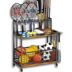 Garage Sports Equipment Storage, Ball Storage Rack, Gym Equipment Storage Outdoor Toy Storage,Garage Organizer with Basket for Toy Sports Gear Storage, Black in Kuwait