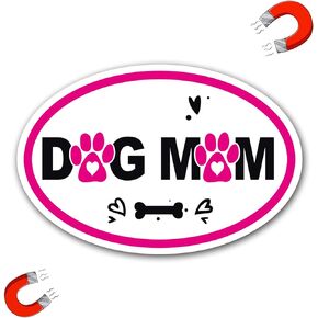 Pink Magnet Decal - 4x6 Inches - Heavy-Duty Automotive Magnet Stickers (Dog Mom)