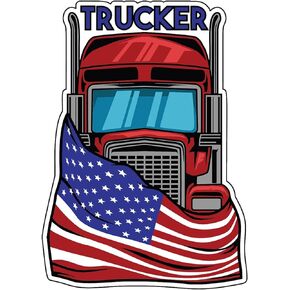 WickedGoodz American Flag Trucker Magnet - Patriotic Truck Driver Magnetic Car Decal