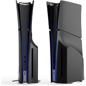5 in 1 Black Plates for PS5 Slim Disc and Digital Edition, Playstation 5 Slim Cover Accessories Faceplate, Custom Side Face Panel Shell Replacement for Both PS5 Slim Disc and Digital - Matte Black