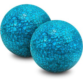 2 PCS Mosaic Glass Sphere Balls Decorative Orbs Centerpiece Balls Red Christmas Decoration for Bowls Vases Tray Dish Filler Dining Coffee Table Décor 3.35 Inch