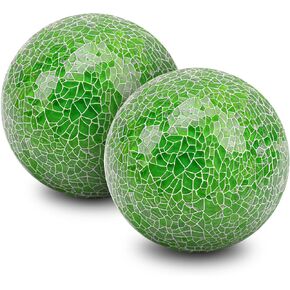 2 PCS Mosaic Glass Sphere Balls Decorative Orbs Centerpiece Balls Red Christmas Decoration for Bowls Vases Tray Dish Filler Dining Coffee Table Décor 3.35 Inch in Kuwait
