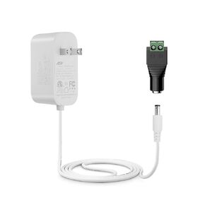 Tonton 12V 1A Power Supply Adapter 10ft Cord 12W DC Power Cable to 110-240V AC Adapter UL/CE/FCC Certified 5.5mmx2.1mm DC Plug with LED Terminal Connector for LED Strip Light,CCTV Camera (White)