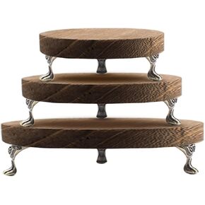 3 PCS Wooden Display Riser for Display Wood Risers for Decor and Organizer Round Display Stand Farmhouse Rustic Decor Risers Wood Riser Pedestal Stand for Candles Plants Cups (Brown, 8/6/4 Inch)