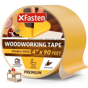 XFasten Double Sided Woodworking Tape 1 Inch x 108 Feet (3-Pack), Residue-Free Double Sided Tape for Wood Template, MDF, Edge Banding, Routing, Anchoring, Strong Adhesion but Removable