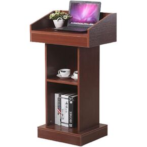 Lectern & Podium, Wood Podium Stand, Church Pulpit Podium with Storage Shelf, Stand-Up Podium Stand Hostess Stand Reception Desk Pulpit for Churches, Classroom Wedding