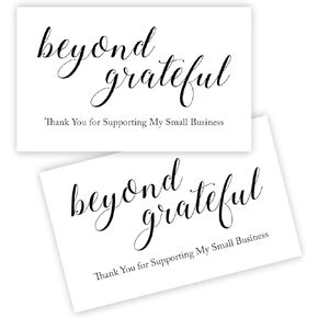 50 Thank You For Supporting My Small Business Cards, Appreciation Note Cards, Package Insert for Purchase Order for small business owners, beyond grateful design, 3.5 x 2 inches.