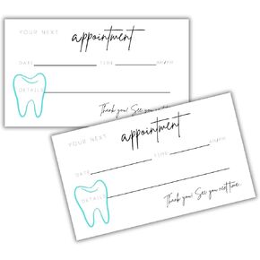 Dental Appointment Reminder Cards | Physical Printed 2x3.5" inches Business Card Size | White and Black with Tooth Design Dentist Office Supplies Dentist Appointment Card