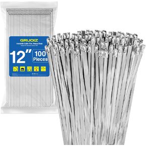1000Pack Stainless Steel Cable Zip Ties 12 inch 304 Metal Cable Ties with 270lbs Tensile Strength Heavy Duty Zip Ties for Farms Pipes Roofs Workshop Outdoor Fence Use