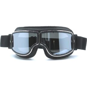 Motorcycle Goggles Vintage Aviator Pilot Style Leather Cruiser Scooter Motocross Goggles for Men, Women,Adults
