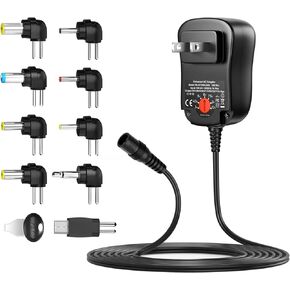 Powseed 12W Universal AC Adapter DC 3V 4.5V 5V 6V 7.5V 9V 12V Power Cord for Household Electronics CCTV IP Camers Routers Speaker Tablet Webcam USB Devices Multi Voltage 1000mA Wall Cord Charger