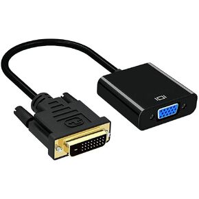 QIANRENON DVI-D to VGA Adapter Dual Link 24+1 Male to VGA Female Video Extension Cable Adapter 1080p for Connecting DVI-D Systems to VGA Monitors Black 9.8in（25cm）