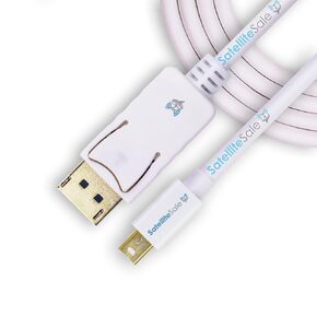 SatelliteSale Mini DisplayPort to Display Port DP Cable Male to Male 4K/30Hz 8.64Gbps Universal Wire PVC White Cord 3 feet