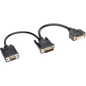 TRIPP LITE P564-06N-DV 6-Inch DVI Digital Y Splitter Cable DVI-I M to DVI-D F and HD15 F,Black