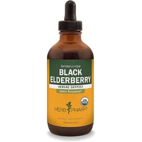 Herb Pharm Certified Organic Black Elderberry Liquid Extract for Immune System Support, Organic Cane Alcohol, 1 Oz