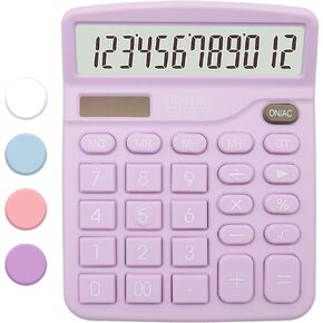 Pink Calculator, Basic Office Calculator with 12 Digit LCD Display,Pink Office Supplies,Cute Calculator for Office, Home, School,Shop