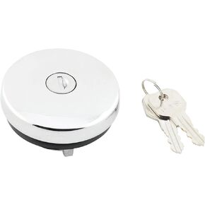 United Pacific S1301 Triple Chrome Vented Locking Gas Cap w/2 Keys for Various 1947-71 Chevy & Ford Vehicles, All Metal Cap – One Cap w/2 Keys
