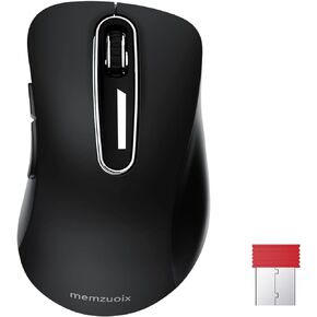memzuoix ماوس لاسلكي 2.4 جيجا، ماوس لاسلكي بصري محمول 1200 نقطة في البوصة مع جهاز استقبال USB، ماوس كمبيوتر محمول للكمبيوتر المحمول، الكمبيوتر الشخصي، سطح المكتب، ماك بوك، 5 أزرار، أحمر