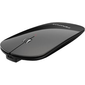 FENIFOX Bluetooth Mouse Slim Mini Whisper-Quiet Flat Portable Wireless Mice Rechargeable Compatible with Laptop,PC,Tablet Android Windows XP(Black)
