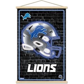 ملصق حائط من Trends International NFL Detroit Lions - خوذة نيون 23، 22.37 بوصة × 34.00 بوصة، طباعة وحزمة شماعة سوداء in Kuwait