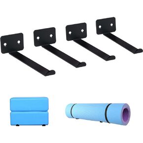 Yoga Mat Storage Rack Wall Mounted Wall Holder，4 Pcs 2 Set Multi Purpose Exercise Mat Wall Hanger Wall Hooks for Storing Yoga Mats，Yoga Blocks, Foam Roller,Exercise Mat