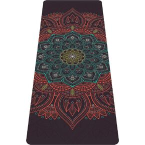 nuveti Printed Travel Yoga Mat-1/16 Inch Thick Non Slip Fitness Workout Mat with Carrying Bag, Foldable Lightweight Suede & Natural Rubber Yoga Mat for Yoga Pilates and Fitness 72" L x 24" W x 1.5mm
