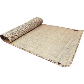 KHUSI Organic Hemp Extra Thick Yoga Mat - Premium Quality Eco-Friendly Natural & Hand Extracted Material - Made with Pure Raw Wild Hemp, Fine Hemp Cotton & Natural Wool.