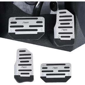 2 PCS Automatic Transmission Car Accelerator Brake Pedal Replacement Kit, Alloy Scratch-Resistant Upgraded Anti-Slip Rubber Stripe Pedal, No Drilling Pedal Cover, Universal for Cars (Red)