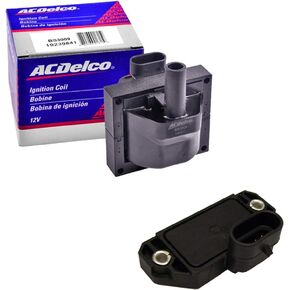 1 ملف إشعال OEM + 1 وحدة التحكم في الإشعال لقطع غيار السيارات لسيارات وشاحنات جنرال موتورز شيفروليه 95-07 متوافقة مع 19418996 و19352931 in Kuwait