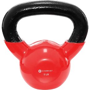 Gymenist Iron Exercise Kettlebell, Vinyl Coated, Fitness Body Workout Equipment Kettle Bell, Choose Your Weight Size