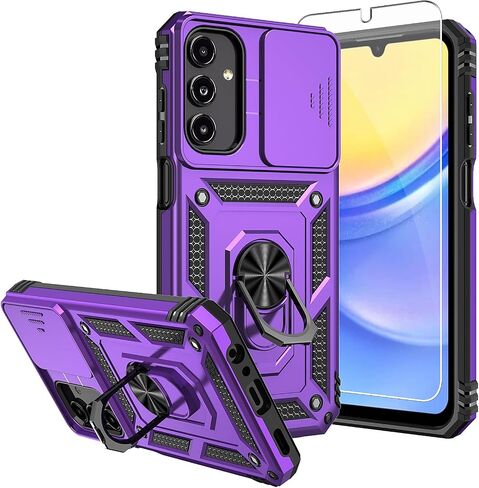 for Galaxy A15 5G Phone Case,with Screen Protector and Camera Cover,[Military Grade] 16ft.Drop Tested Cover with Magnetic Kickstand Protective Case for Samsung A15 5G, Blue in Kuwait