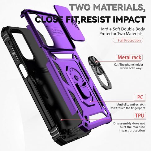 for Galaxy A15 5G Phone Case,with Screen Protector and Camera Cover,[Military Grade] 16ft.Drop Tested Cover with Magnetic Kickstand Protective Case for Samsung A15 5G, Blue in Kuwait