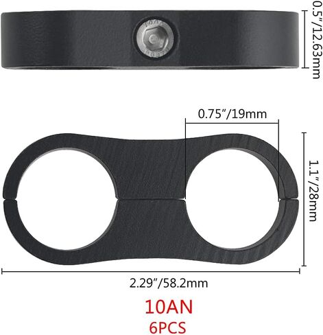 WMYCONGCONG 6 PCS 8AN Hose Separator Clamp Aluminum Oil Line and Gas Line Mounting Clamps for 1/2 Fuel Hose, Oil Hose, Brake Line, Water Pipe and Gas Line (8AN) in Saudi Arabia