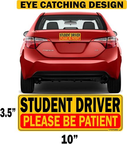 TOTOMO Student Driver Sticker and Window Cling Sign for Car 10"x3.5" Adhesive Reflective Vehicle Safety for New Rookie Learner Drivers Removable Bumper Sticker Please Be Patient (4 Pack) in Saudi Arabia