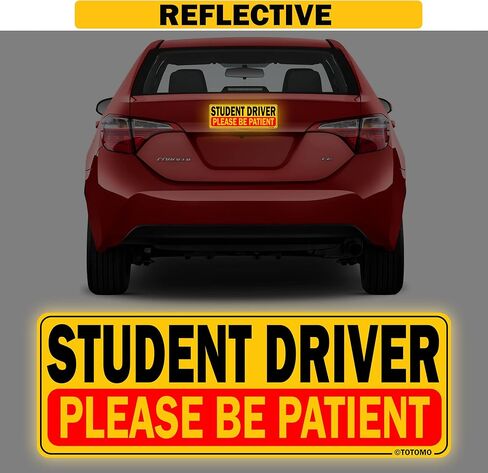 TOTOMO Student Driver Sticker and Window Cling Sign for Car 10"x3.5" Adhesive Reflective Vehicle Safety for New Rookie Learner Drivers Removable Bumper Sticker Please Be Patient (4 Pack) in Saudi Arabia