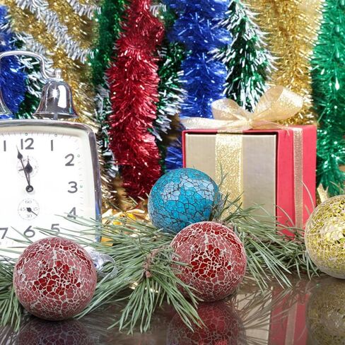 2 قطعة من كرات الفسيفساء الزجاجية الكروية المزخرفة، كرات مركزية، زينة عيد الميلاد الحمراء للأطباق والمزهريات وصينية حشو الأطباق وديكور طاولة القهوة مقاس 3.35 بوصة in Kuwait