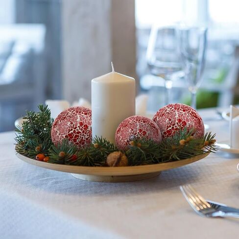 2 قطعة من كرات الفسيفساء الزجاجية الكروية المزخرفة، كرات مركزية، زينة عيد الميلاد الحمراء للأطباق والمزهريات وصينية حشو الأطباق وديكور طاولة القهوة مقاس 3.35 بوصة in Kuwait