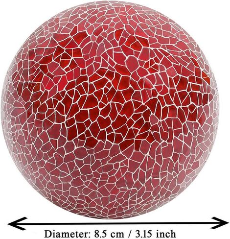 2 قطعة من كرات الفسيفساء الزجاجية الكروية المزخرفة، كرات مركزية، زينة عيد الميلاد الحمراء للأطباق والمزهريات وصينية حشو الأطباق وديكور طاولة القهوة مقاس 3.35 بوصة in Kuwait