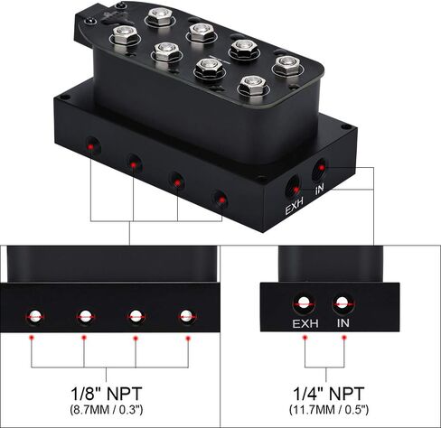 العالمي 1/4 NPT 0-300Psi 12 فولت التحكم في كيس الهواء تعليق 4 ركن كتلة المنوع صمام الملف اللولبي للدراجات النارية السيارات in Saudi Arabia