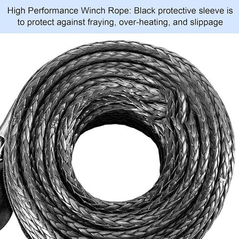 Synthetic Winch Rope Kit 1/4" x100FT(2Pcs 50FT) - 9500LBS Winch Line Rope Replacement with Rope Winch Hook + Rubber Stopper for 4x4 Off Road Vehicle UTV/ATV in Kuwait