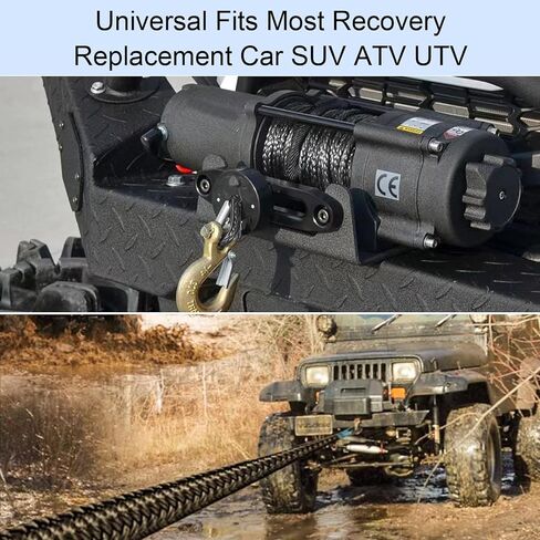 Synthetic Winch Rope Kit 1/4" x100FT(2Pcs 50FT) - 9500LBS Winch Line Rope Replacement with Rope Winch Hook + Rubber Stopper for 4x4 Off Road Vehicle UTV/ATV in Kuwait