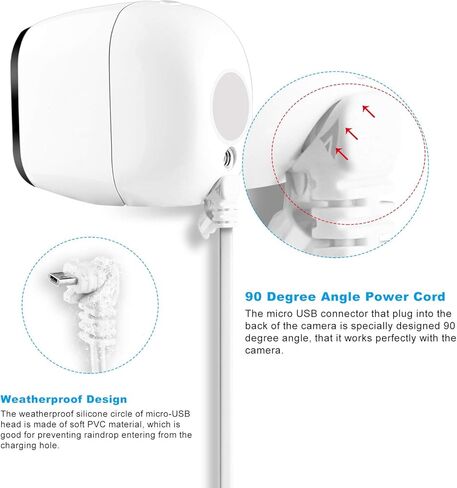 محول طاقة خارجي Arlo مقاوم للطقس بطول 10 أقدام لـ Arlo Pro، وكابل طاقة مأخوذ ومحول شحن سريع 3.0 متوافق مع Arlo Pro، وArlo Pro 2، وArlo Go، مجموعة واحدة، أبيض in Kuwait