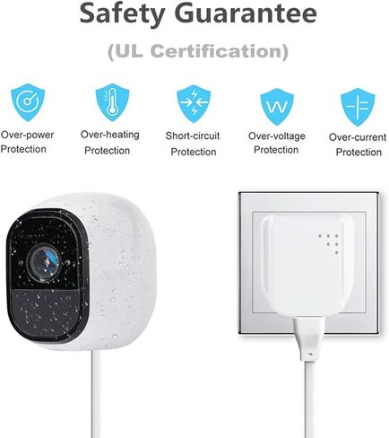 محول طاقة خارجي Arlo مقاوم للطقس بطول 10 أقدام لـ Arlo Pro، وكابل طاقة مأخوذ ومحول شحن سريع 3.0 متوافق مع Arlo Pro، وArlo Pro 2، وArlo Go، مجموعة واحدة، أبيض in Kuwait