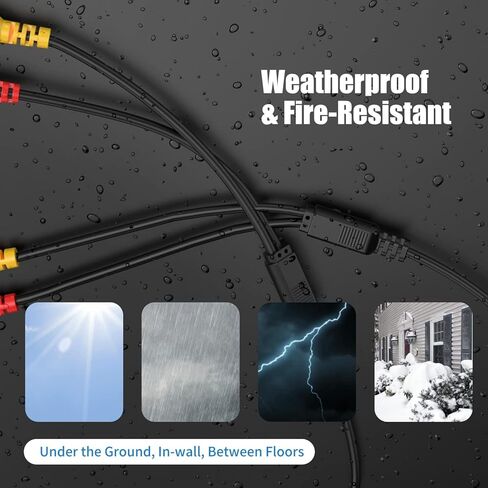 3 حزم كابل طاقة فيديو BNC بطول 60 قدمًا/18 مترًا، سلك كابلات كاميرا أمان تمديد BNC لجميع أنظمة المراقبة 1080P HD CCTV DVR، كابل BNC in Kuwait
