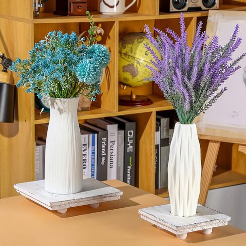 Set of 3 Wooden Risers for Display Wood Pedestal Stand Square Wood Tiered Display Stand Washed White Wood Display Riser Wood Risers for Decor Rustic Farmhouse Riser for Home Kitchen Tiered Tray in Saudi Arabia