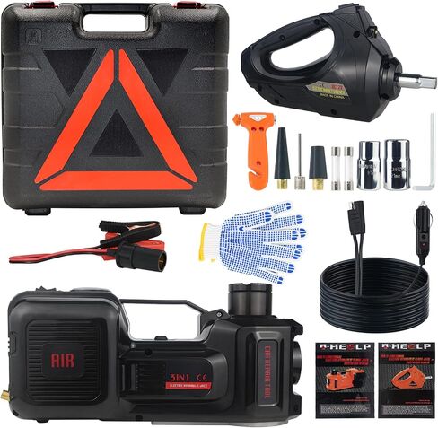 Electric Car Jack 5Ton 12V Car Jack Hydraulic (Lifting Range: 6.1~17.7 inch) with Inflator Portable Jack for Car SUV Sedan MPV Tire Changing Repair Emergency Kit in Saudi Arabia
