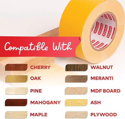 XFasten Double Sided Woodworking Tape 1 Inch x 108 Feet (3-Pack), Residue-Free Double Sided Tape for Wood Template, MDF, Edge Banding, Routing, Anchoring, Strong Adhesion but Removable in Saudi Arabia