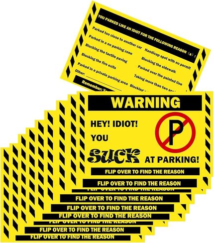 You Parked Like an Idiot Cards - 100 Pack Business Cards Writable Bad Parking Cards 3.54" x 2.12" Multi Violation Reasons (Yellow) in Kuwait