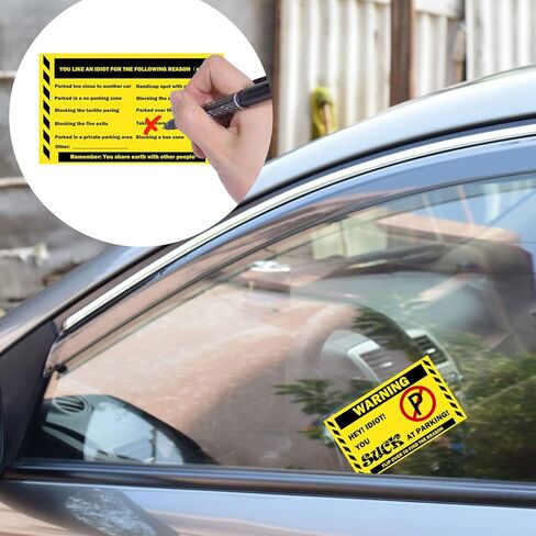 You Parked Like an Idiot Cards - 100 Pack Business Cards Writable Bad Parking Cards 3.54" x 2.12" Multi Violation Reasons (Yellow) in Kuwait
