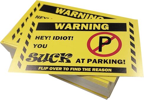 You Parked Like an Idiot Cards - 100 Pack Business Cards Writable Bad Parking Cards 3.54" x 2.12" Multi Violation Reasons (Yellow) in Kuwait